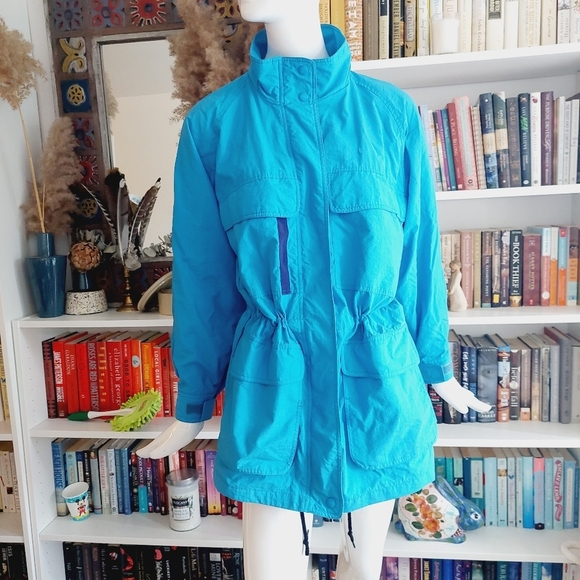 Eddie Bauer Womens Teal Blue Windbreaker Jacket P6557 - Picture 1 of 9